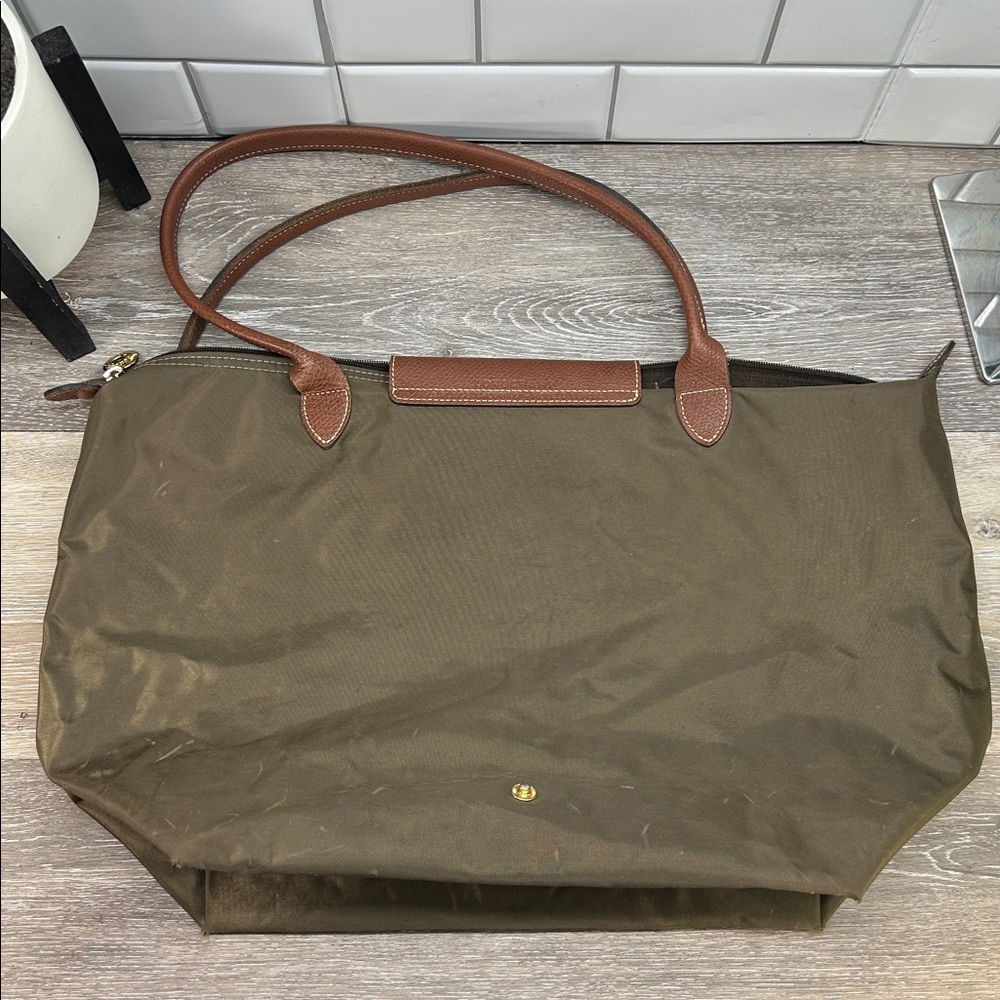 *Longchamp green brown le pilage large tote bag - Picture 3 of 14